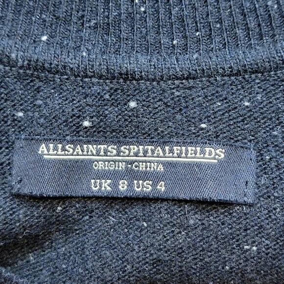 ALLSAINTS Black Speckled Midi Sweater Dress V Neck Long Sleeve Casual Wear 4 - Picture 14 of 16